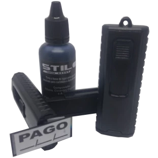 CARIMBOS POCKET STILO - PAGO COM DATA + TUBO DE TINTA