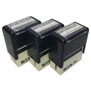 Kit 03 Carimbos Automáticos PAGO / ENTREGUE / RETIRADO com espaço para data