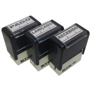 Kit 03 Carimbos Profissional - Pago - Lançado  Recebido com espaço para data